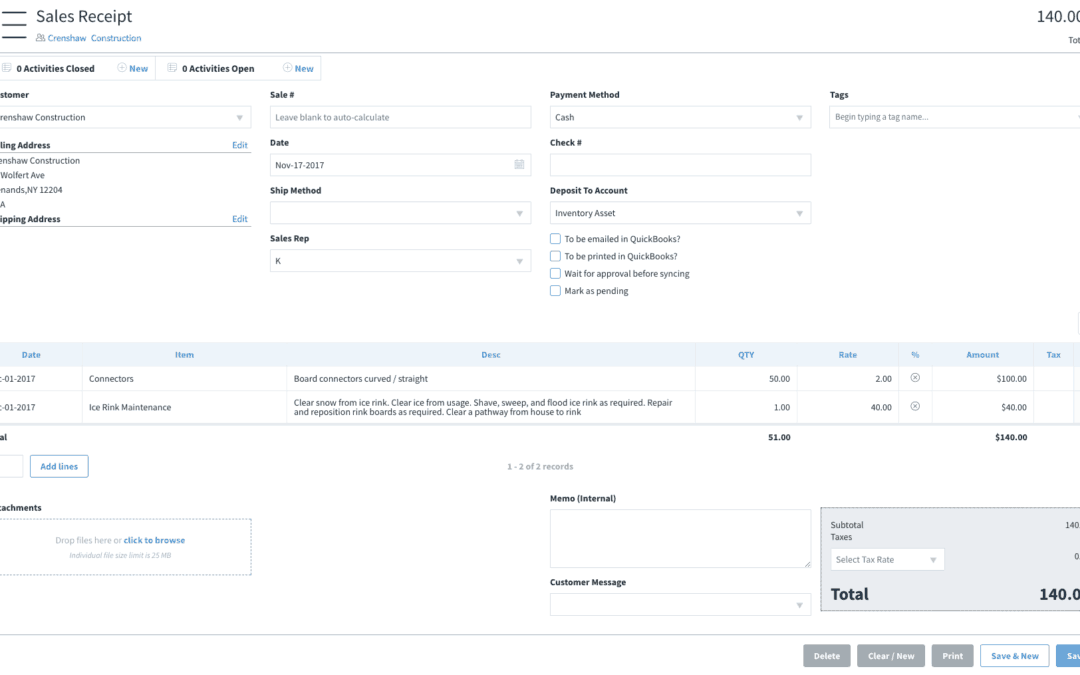 How to Create a Sales Receipt in QuickBooks