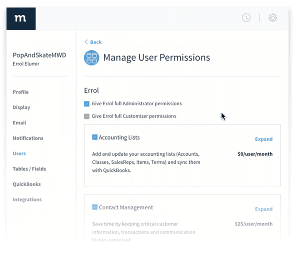 Manage User Permissions from within Method:CRM