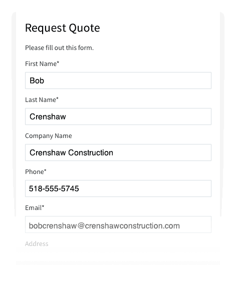 Web-to-lead form for requesting a quote.