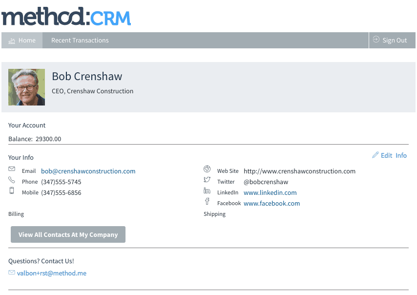 Method:CRM Opportunity Screen showing it's different stages.