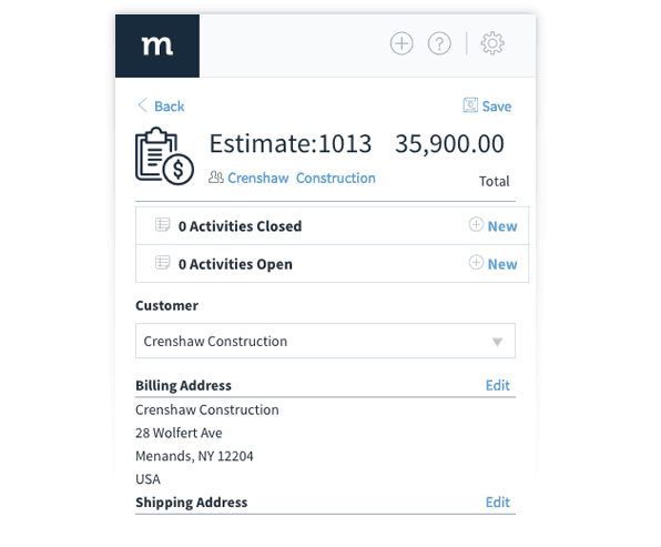 Method:CRM Opportunity Screen showing it's different stages.