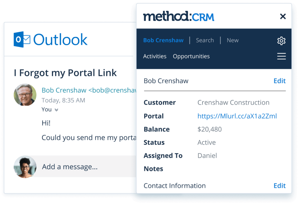 Method CRM integration with Outlook